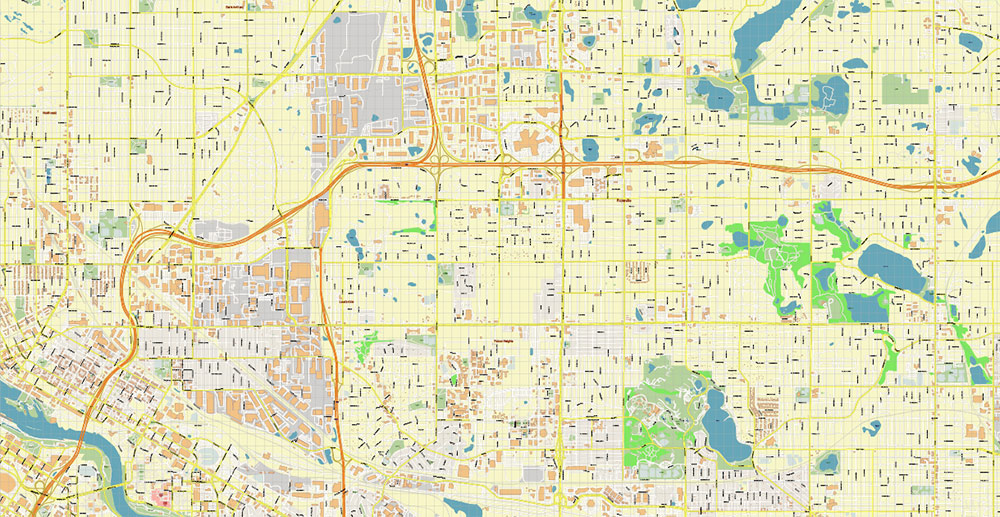 Minneapolis + Saint Paul Minnesota US PDF Vector Map: Accurate High Detailed City Plan editable Adobe PDF Street Map in layers