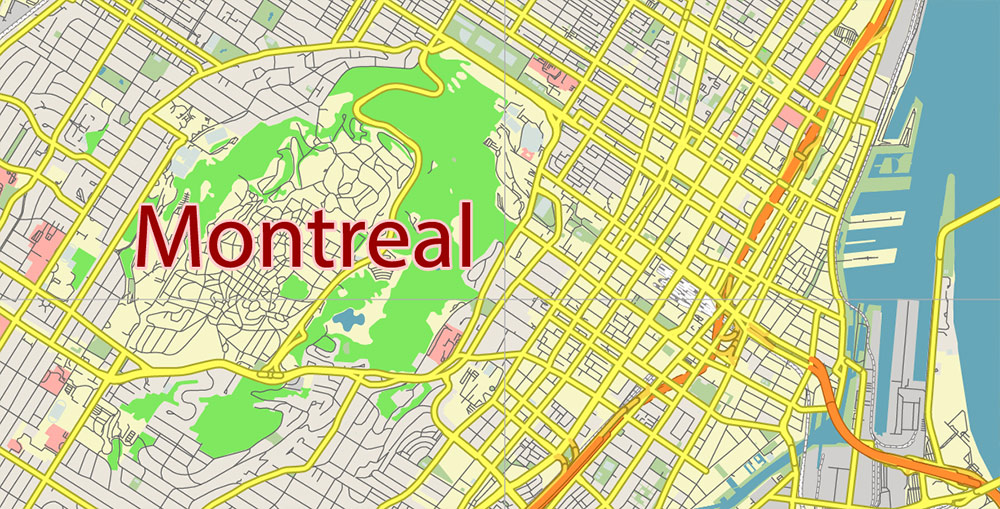 Montreal Quebec Canada Vector Map Free Editable Layered Adobe Illustrator + PDF + SVG