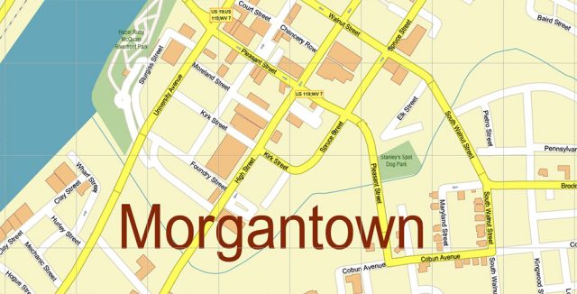 Morgantown West Virginia Us Map Vector Gvl17b Ai 10 Ai Pdf 1 640x326 