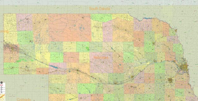 Nebraska Map.pdf Nebraska Full State US PDF Vector Map: Full Extra High Detailed (all ...