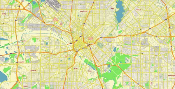 Dallas Texas US Vector Map Free Editable Layered Adobe Illustrator