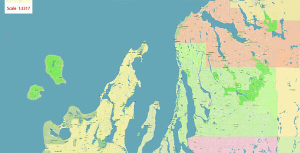 Leelanau County Michigan US PDF Vector Map: Exact High Detailed County