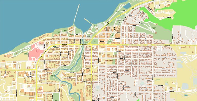 Leelanau County Michigan US Map Vector Exact High Detailed City Plan + counties + zipcodes: editable Adobe Illustrator Street Map in layers