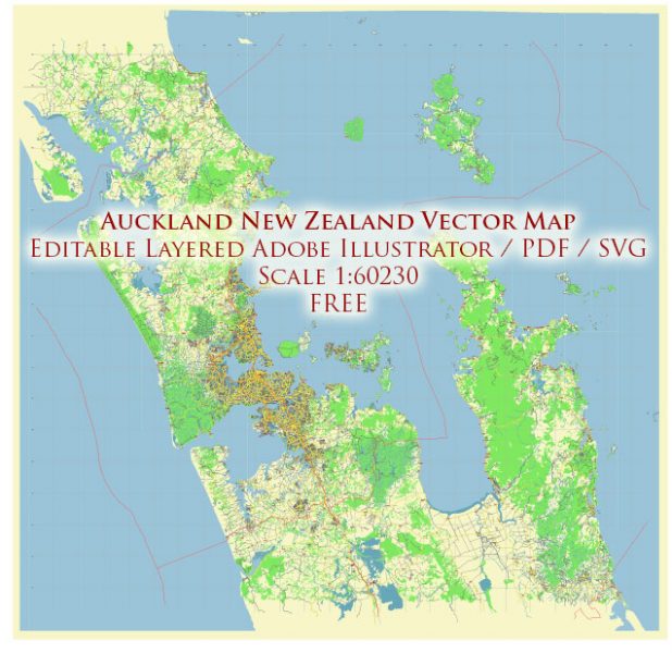 Download Auckland New Zealand Vector Map Free Editable Layered ...