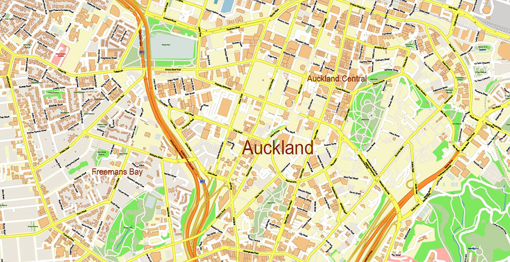 Auckland New Zealand Map Vector Exact High Detailed City Plan editable Adobe Illustrator Street Map in layers