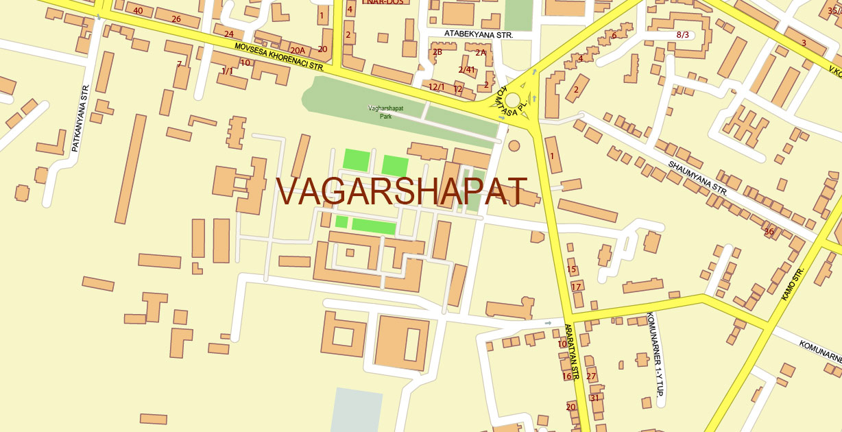 Armavir Province Armenia PDF Vector Map: Exact High Detailed City Plan editable Adobe PDF Street Map in layers