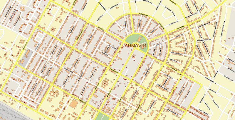 Armavir Province Armenia Map Vector Exact High Detailed City Plan editable Adobe Illustrator Street Map in layers