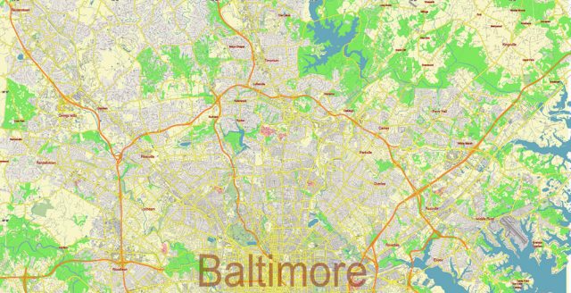 Baltimore Maryland US Vector Map Free Editable Layered Adobe Baltimore Maryland Us Map Vector Gvl13 Ai 10 Ai Pdf Svg Free 3 640x328