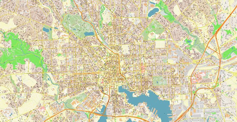 Baltimore Metro Area Maryland US Map Vector Exact High Detailed City Plan editable Adobe Illustrator Street Map in layers