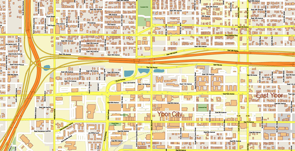 Urban plan Tampa Bay Florida: Printable Maps (Wall Art)