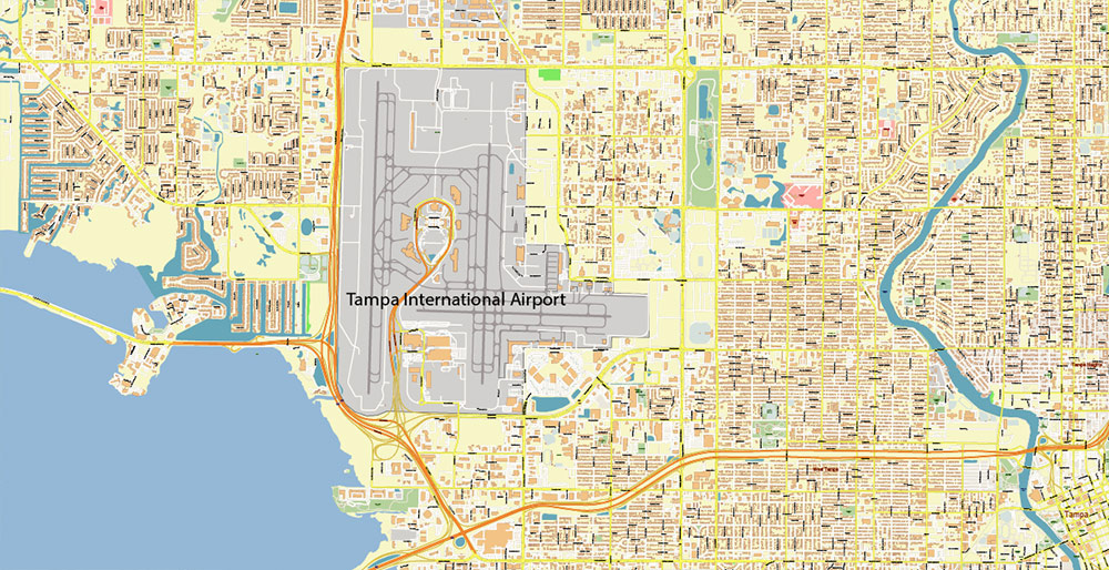 Urban plan Tampa Bay Florida: Printable Maps (Wall Art)