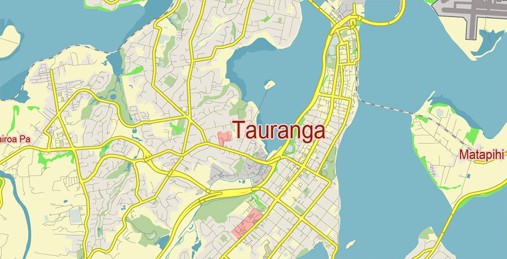 Tauranga New Zealand Vector Map Free Editable Layered Adobe Illustrator + PDF + SVG