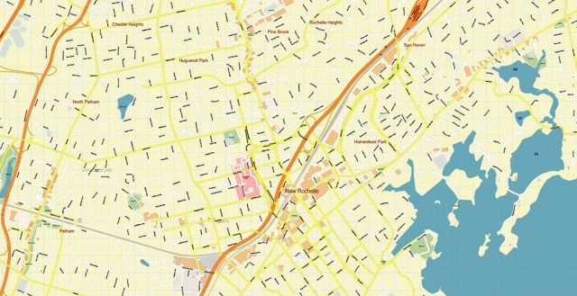 White Plains New York US PDF Vector Map: Exact High Detailed City Plan ...