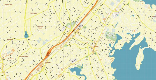 White Plains New York US PDF Vector Map: Exact High Detailed City Plan ...