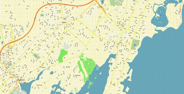 White Plains New York US PDF Vector Map: Exact High Detailed City Plan ...