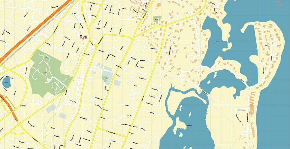 White Plains New York US Map Vector Exact High Detailed City Plan editable Adobe Illustrator Street Map in layers
