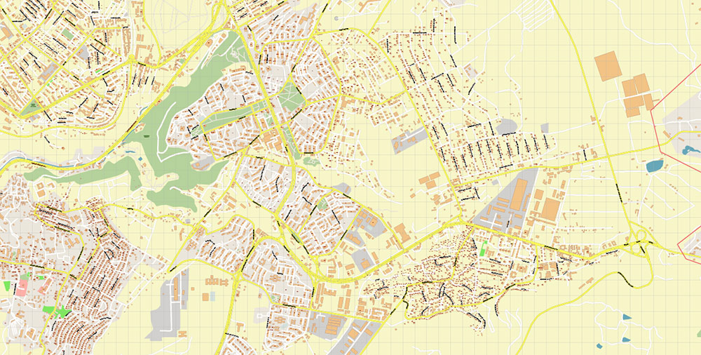 Yerevan Armenia Map Vector Exact High Detailed City Plan editable Adobe Illustrator Street Map in layers