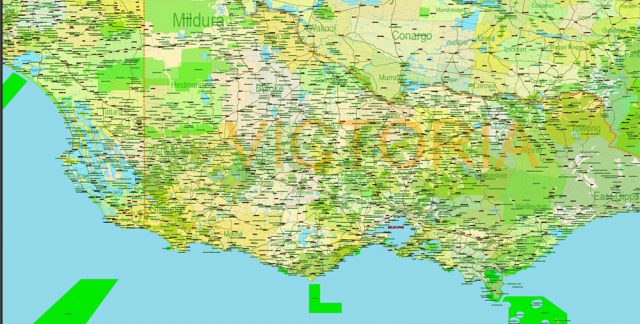 Australia Printable PDF Vector Map 01 exact extra detailed Country Plan ...