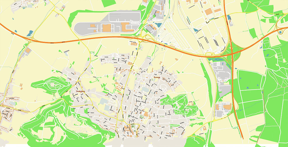 Luxembourg City Metro Area PDF Vector Map: Exact High Detailed City Plan editable Adobe PDF Street Map in layers