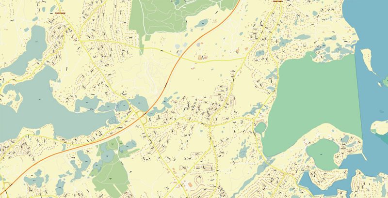 Marta's Vineyard + Cape Cod + Nantucket + Barnstable, Massachusetts US Map Vector Exact High Detailed City Plan editable Adobe Illustrator Street Map in layers