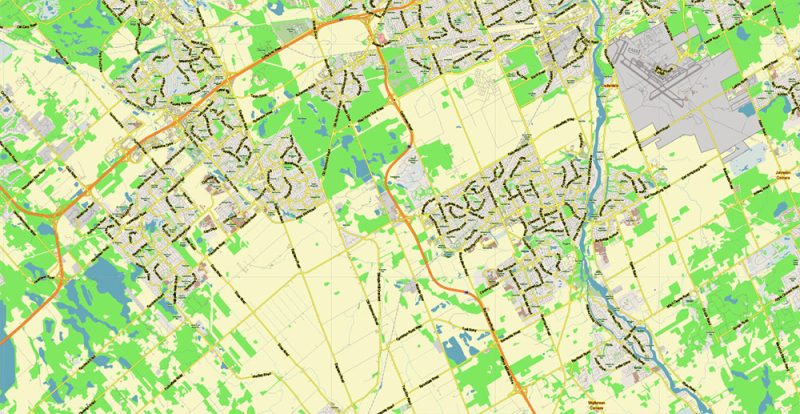 Ottawa Canada Map Vector City Plan Low Detailed (for small print size) Street Map editable Adobe Illustrator in layers