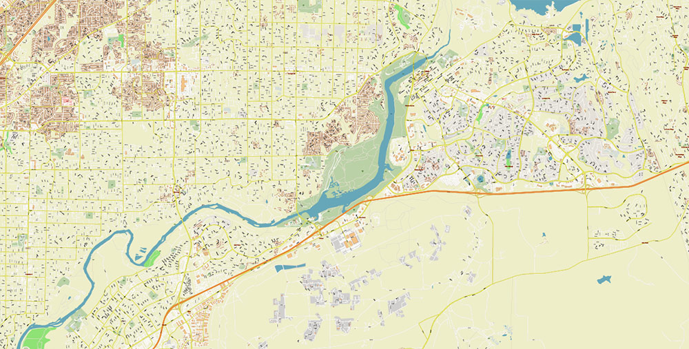 Sacramento California US PDF Vector Map: Metro Area Exact High Detailed City Plan + Zipcodes editable Adobe PDF Street Map in layers