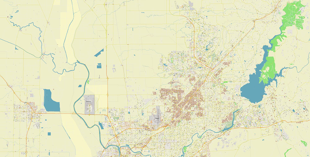 Sacramento California US PDF Vector Map: Metro Area Exact High Detailed City Plan + Zipcodes editable Adobe PDF Street Map in layers