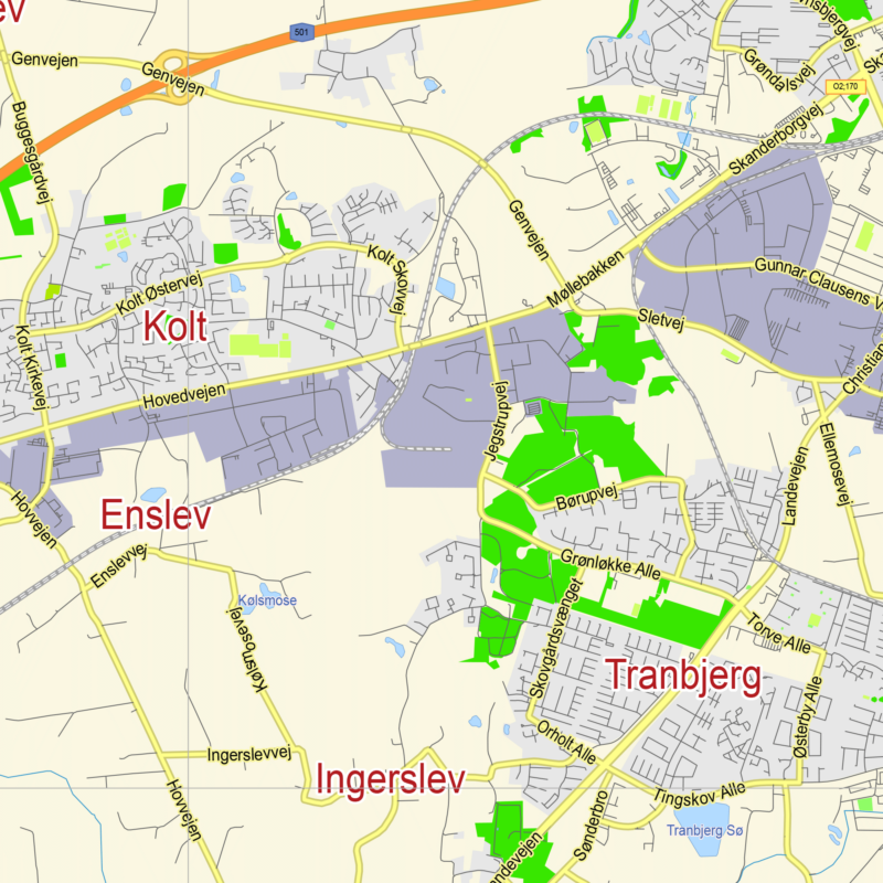 Aarhus Denmark printable vector map