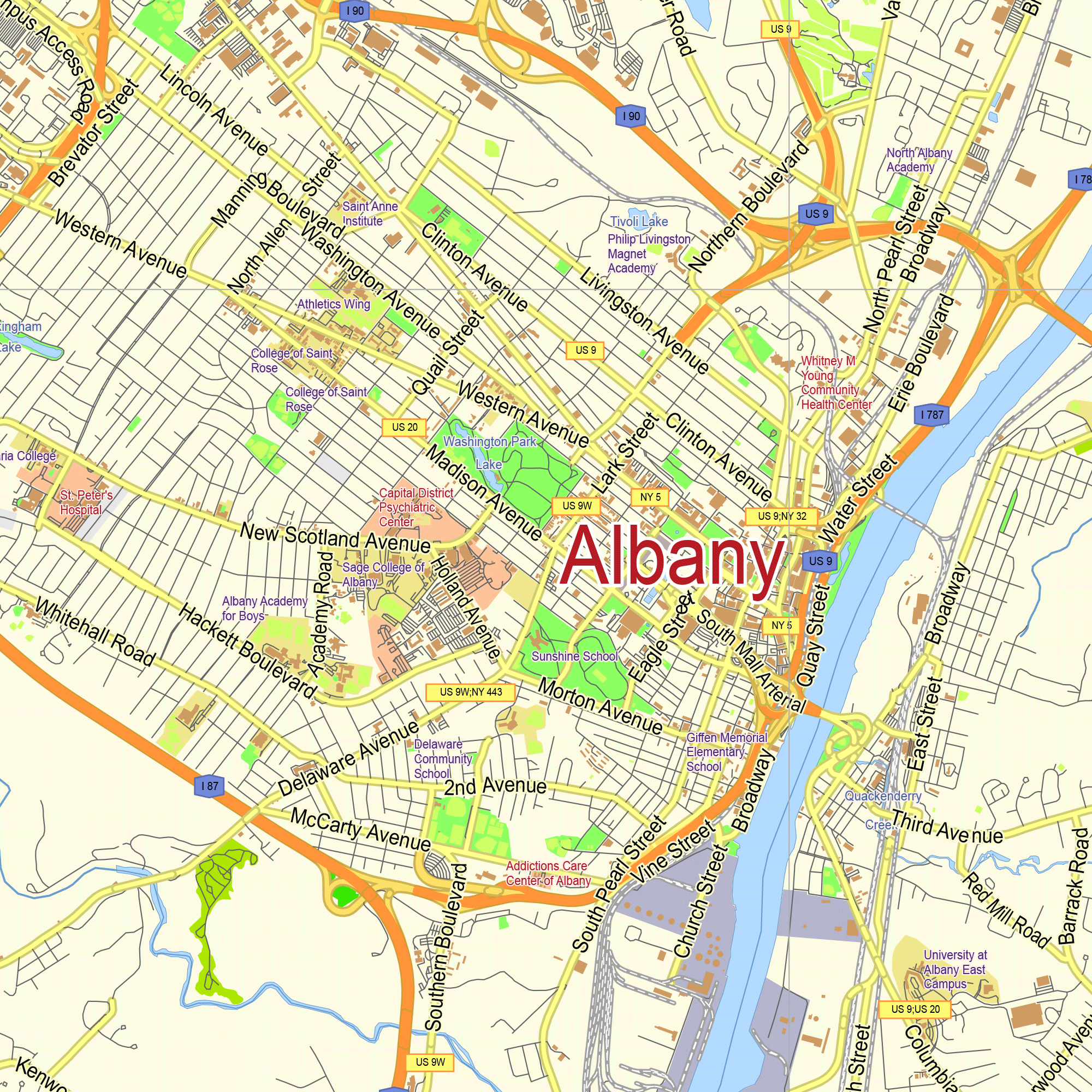 Albany Vector Map Ny Us Gvl13 Ai 10 Pdf 1 