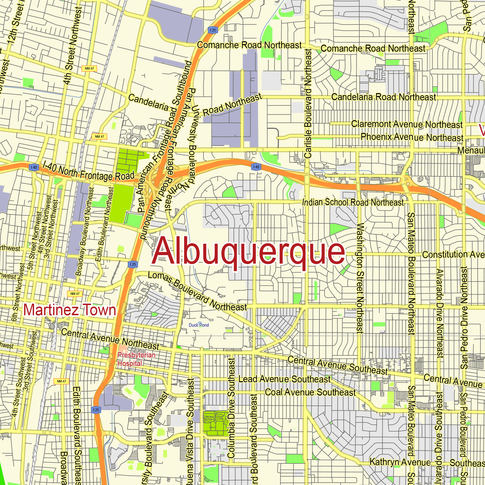 Albuquerque Map Vector Us Gvl13 Ai 10 Pdf 1 