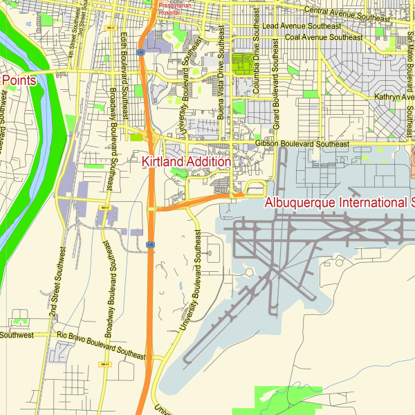 Albuquerque New Mexico US printable vector map