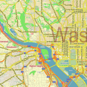 Washington DC Alexandria VA US printable editable layered Vector Map