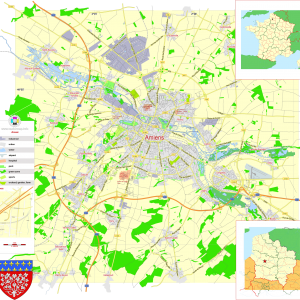 Amiens France printable editable layered Vector Map
