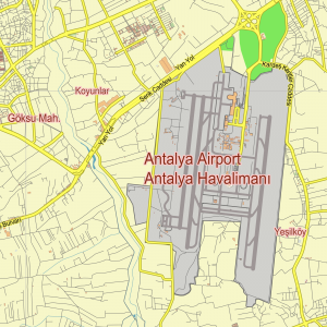Antalya Turkey printable editable PDF layered Vector Map