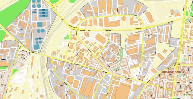 Darmstadt Germany Map Vector Exact High Detailed City Plan editable ...