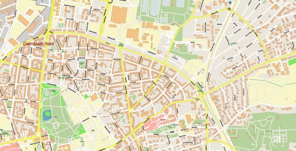 Darmstadt Germany PDF Vector Map: Exact High Detailed City Plan