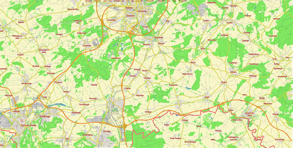 Luxembourg Vector Map Free Editable Layered Adobe Illustrator + PDF + SVG