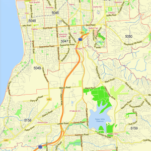 Adelaide Australia printable vector map + Zipcodes
