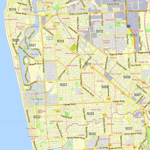 Adelaide Australia printable vector map + Zipcodes