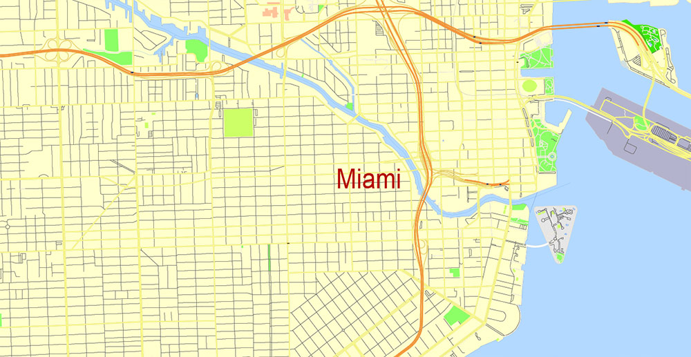 Miami Florida US Vector Map Free Editable Layered Adobe Illustrator + PDF + SVG