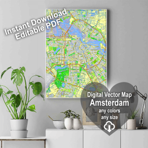 Amsterdam Netherlands printable editable PDF layered Vector Map