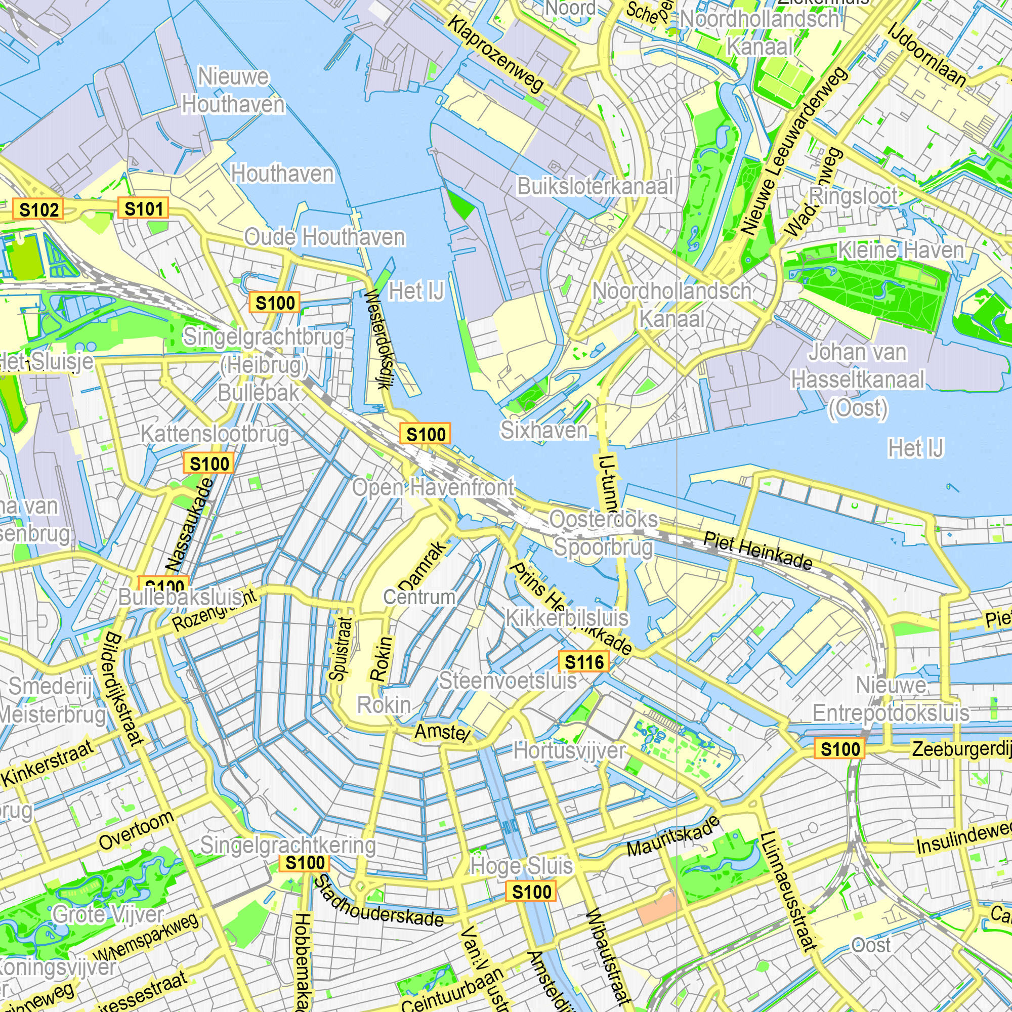 Amsterdam Netherlands printable editable PDF layered Vector Map