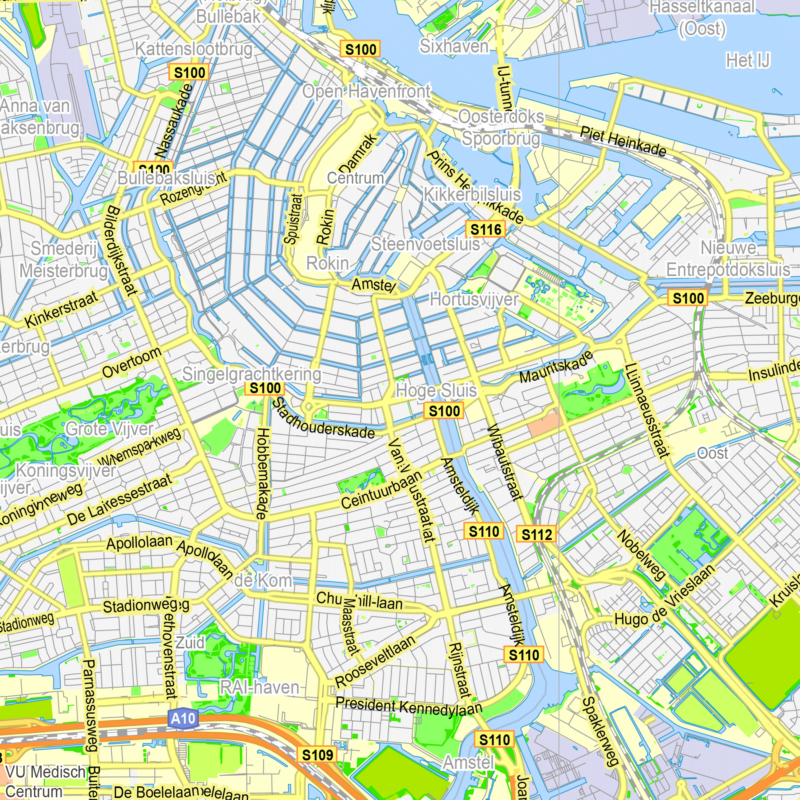 Amsterdam Map.pdf Amsterdam Netherlands printable editable PDF layered Vector Map – Maps ...