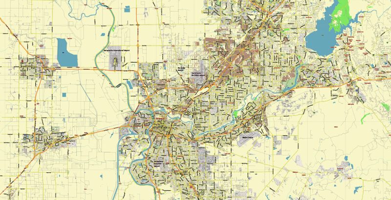 Sacramento California US Map Vector City Plan Low Detailed (for small print size) Street Map editable Adobe Illustrator in layers