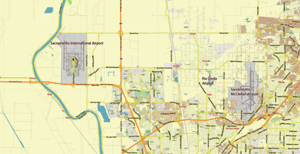 Sacrament Map Example Sacramento California US Map Vector City Plan Low Detailed (for small ...