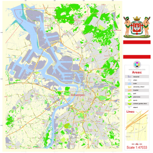 Antwerpen Belgium printable editable PDF layered Vector Map