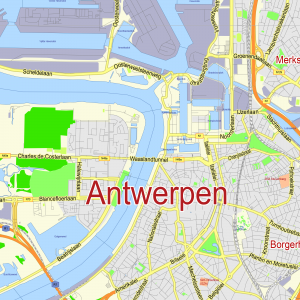 Antwerpen Belgium printable editable PDF layered Vector Map