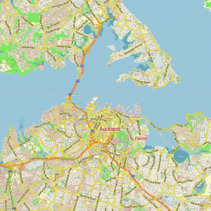 Auckland New Zealand printable editable PDF layered Vector Map