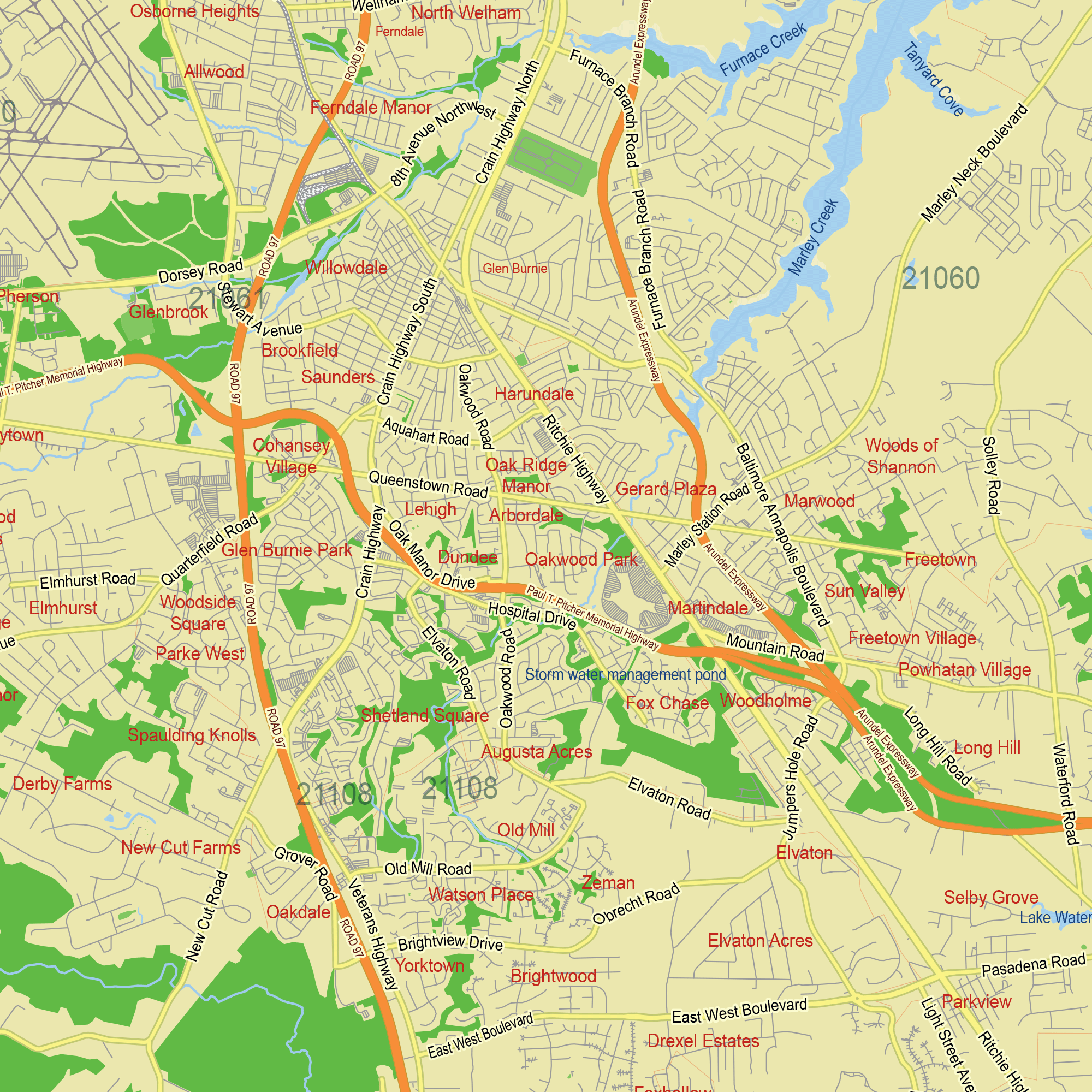 Baltimore Maryland US printable editable PDF layered Vector Map v.4