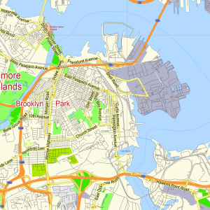 Baltimore Maryland US printable editable PDF layered Vector Map